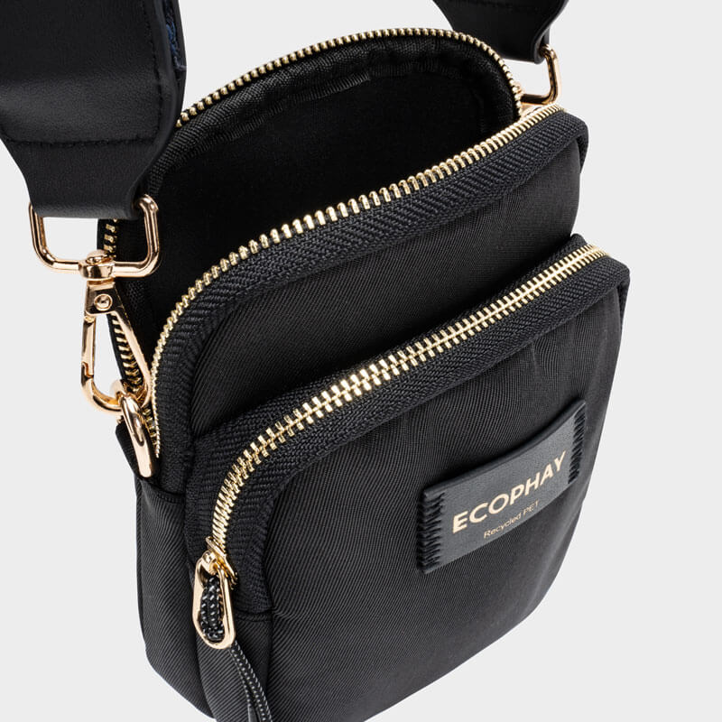 Existing Ecophay Pure Black crossbody phone bag back view