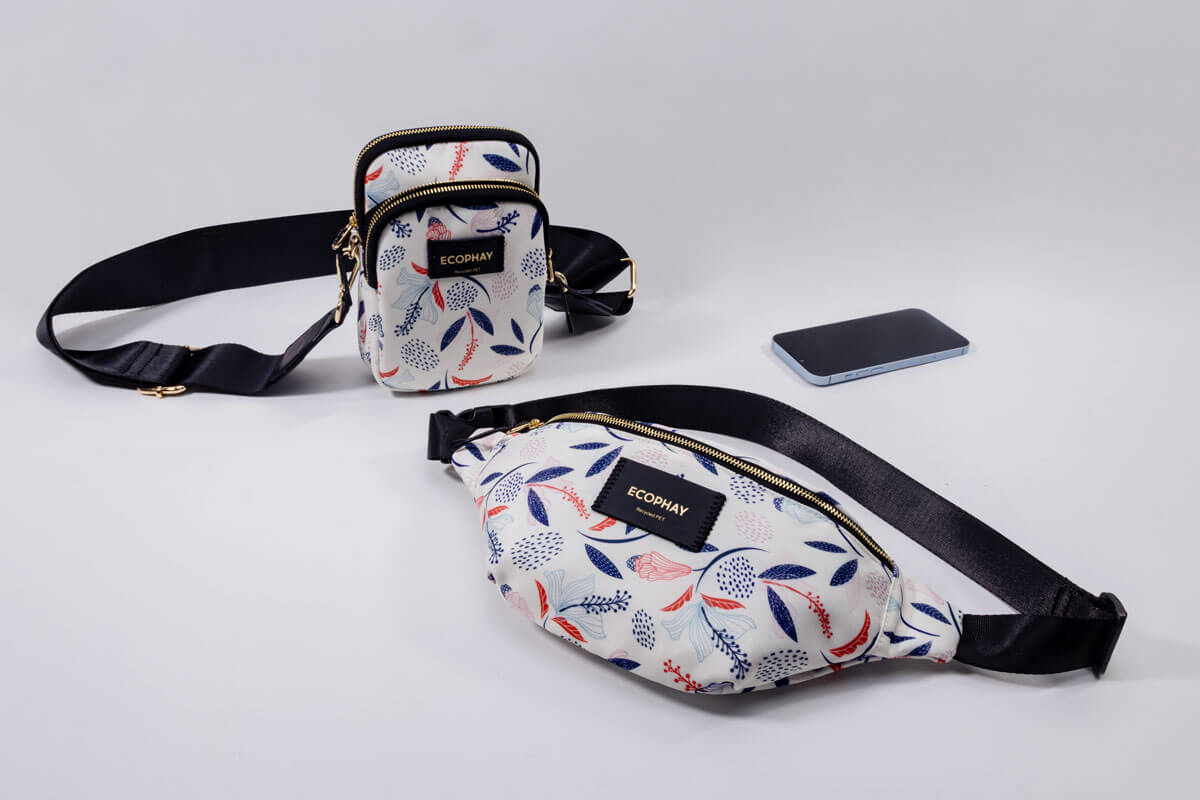 Floral Blue coordinated crossbody and accessory family