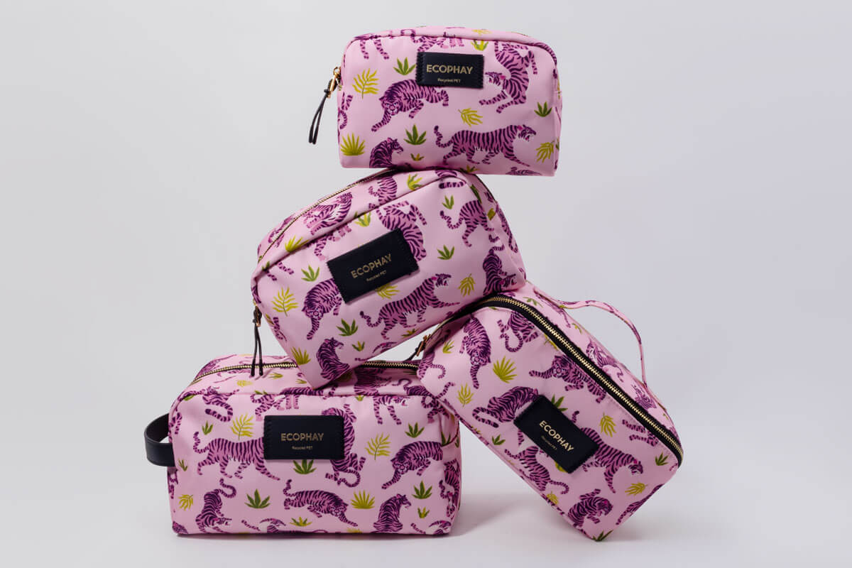 Pink Tiger coordinated toiletry and beauty bag family