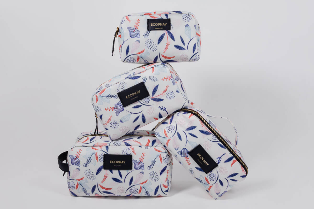 Floral Blue coordinated toiletry bag family
